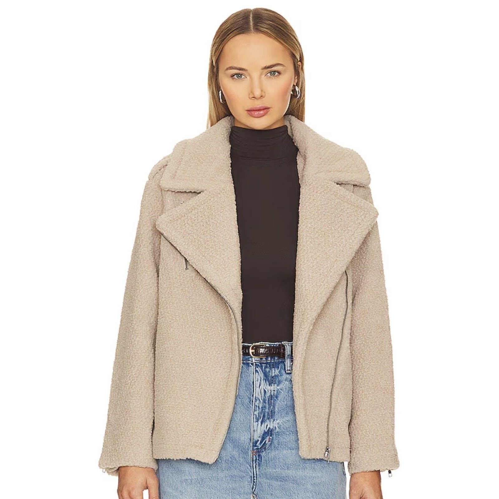 Astr The Label Womens Jacket In Taupe Size Small Zipper Closure Layne